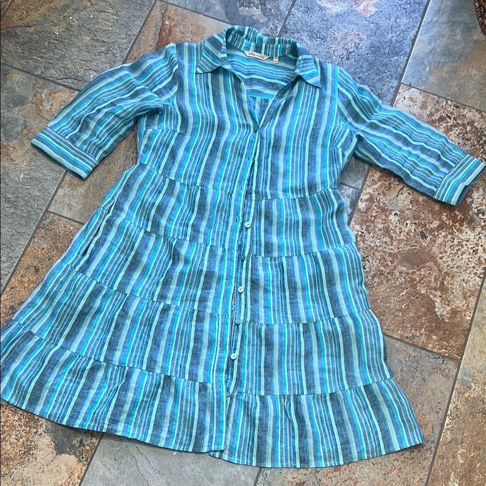 Soft Surroundings Striped Multicolor linen flowy dress